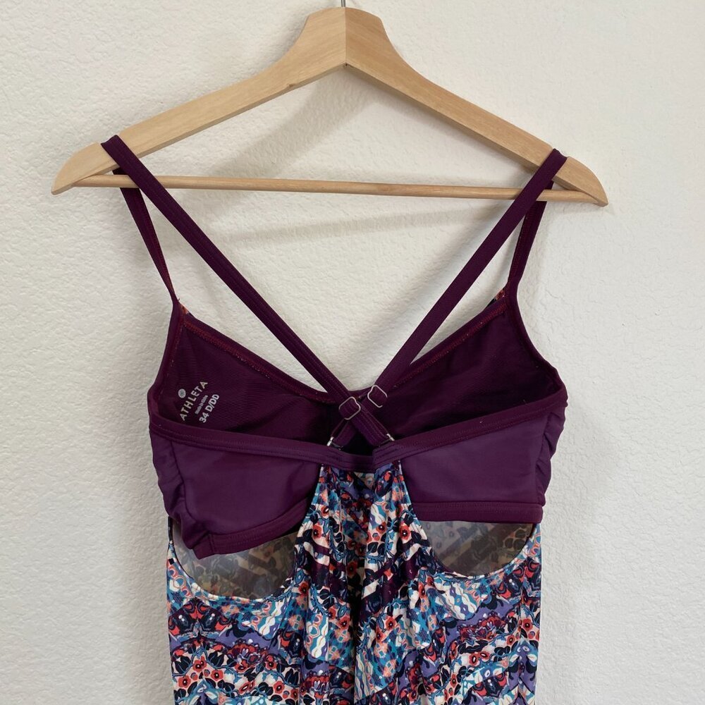 Athleta Marrakesh Side Scrunch Tankini Swim Top Size 34 D/DD Purple - Picture 6 of 8